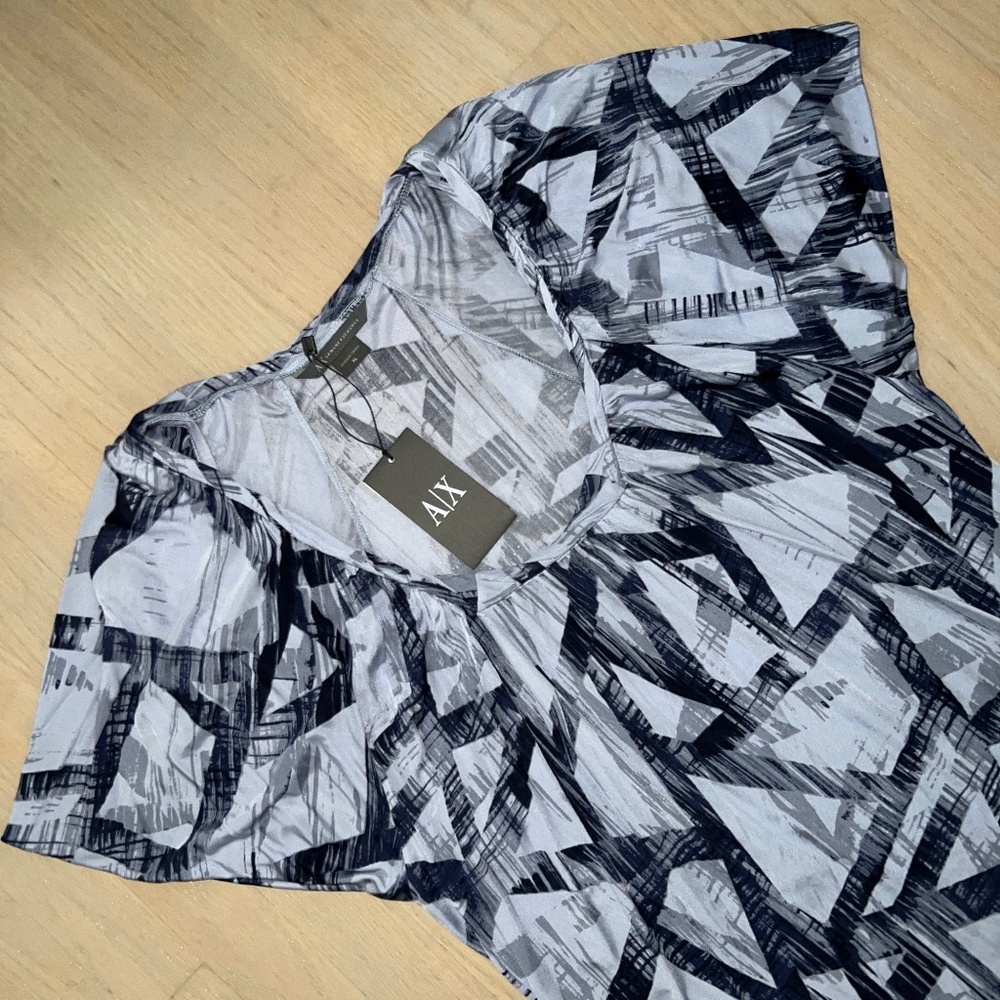 Armani Exchange blue pattern short sleeve women xl top